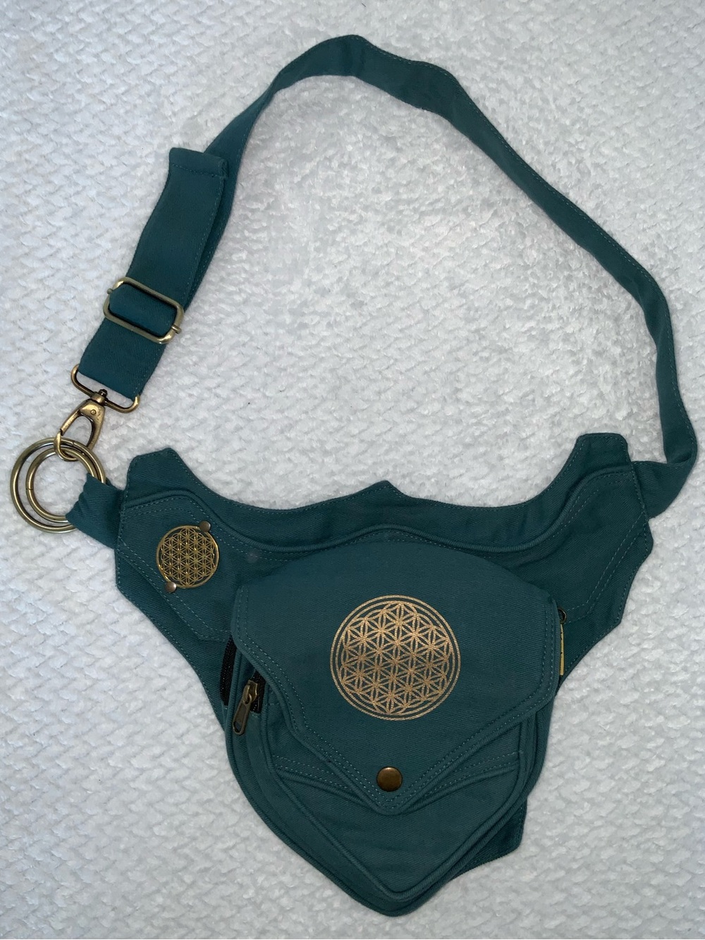 Himalaya Handmade Cotton Flower Of Life Handmade Canvas Fanny Pack